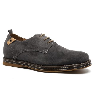 Fashion Men Casual Grey Calfskin Leather 6CM Elevator Shoes