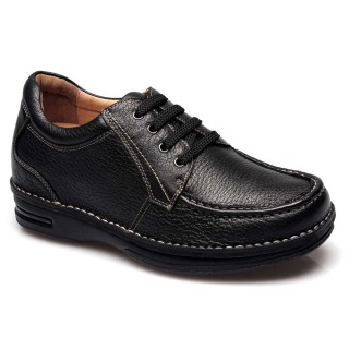 mens shoes for height 7.5cm Casual Black Cow Leather height increase shoes 