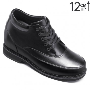 hidden heel shoes mens - men's dress shoes that make you taller - black leather men's elevator dress shoes 12 CM / 4.72 Inches