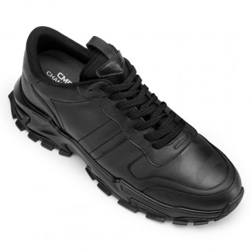 CHAMARIPA elevator shoes for men - black leather casual shoes 8CM / 3.15 inches taller