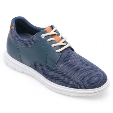 CHAMARIPA men's elevator shoes navy knit casual shoes for short men that make you 7CM / 2.76 Inches taller