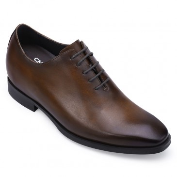 CHAMARIPA High Heel Men Dress Shoes - Brown Wedding Elevator Shoes - 7CM / 2.76 Inches Taller