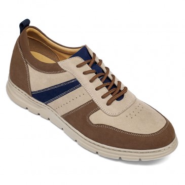 elevator sneakers - shoes that add height for guys - brown men's outdoor sneakers 6 CM / 2.36 Inches