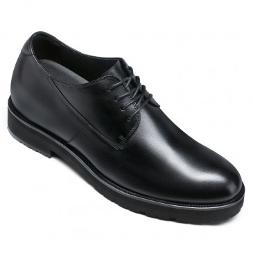 raised shoes - high increase shoes - black leather men's derby dress shoes 8 CM / 3.15 inches