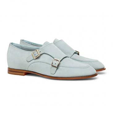 5 CM / 1.95 Inches light blue suede monk strap women's height increasing shoes