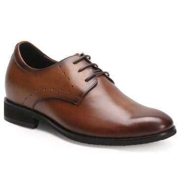 CHAMARIPA dress height increasing elevator shoes for men brown leather taller shoes 7CM / 2.76 Inches
