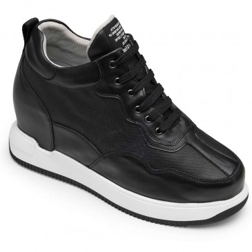CHAMARIPA casual height increasing elevator shoes black leather casual shoes for men 11CM / 4.33 Inch