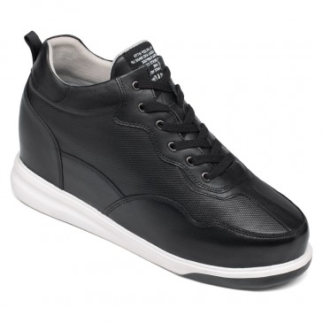 Casual height increasing elevator shoes - black leather tall men shoes 11CM / 4.33 Inches
