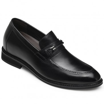 CHAMARIPA elevator shoes for men black leather add height loafers shoes 8CM / 3.15 Inches