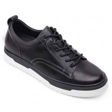 hidden heel shoes mens - casual elevator sneakers - black shoes that make men taller 6CM / 2.36 Inches