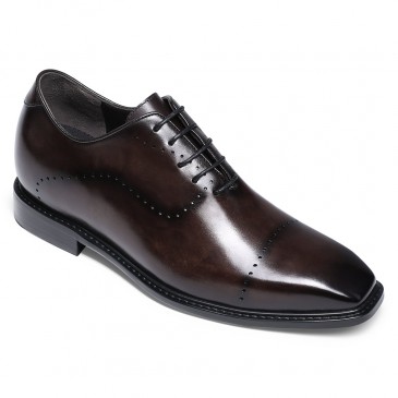 CHAMARIPA dress shoes that make you taller - leather hand painted wholecut oxfords - burgundy - 6 CM/2.36 inches taller
