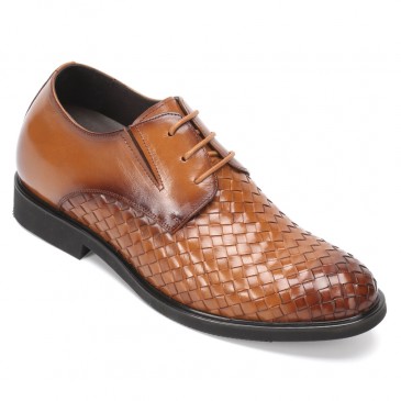 elevator dress shoes - height increasing shoes for men - brown leather men shoes taller 7CM / 2.76 Inches