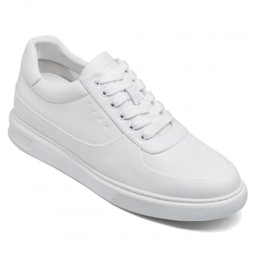 mens elevator shoes - casual white taller sneakers increase height 6CM / 2.36 Inches