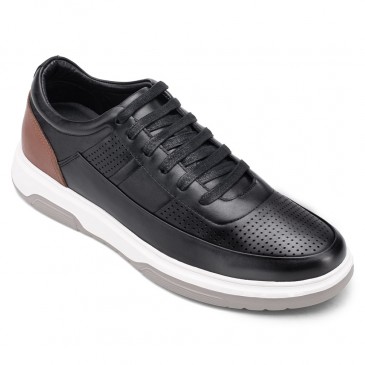 height enhancing shoes - men's shoes make you look taller - black leather casual men shoes taller 6CM / 2.36 inches