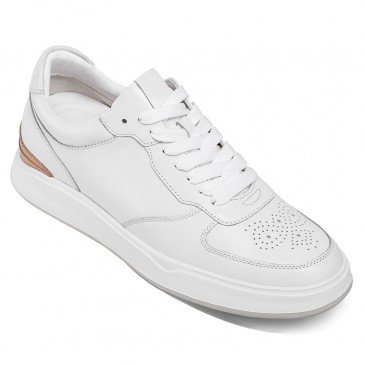 elevator sports shoes - shoes to increase men's height - men's elevator white sneakers 6CM / 2.36 Inches