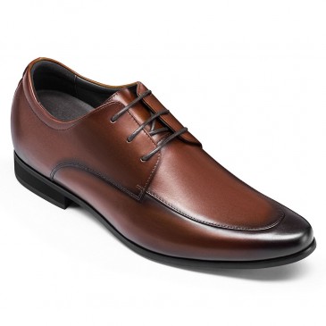 hidden heel shoes mens - raised heel shoes - Brown men's derby dress shoes 7 CM / 2.76 inches