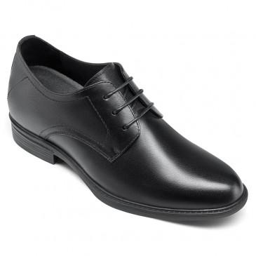 dress shoe lifts to increase height - elevator formal shoes - black men's derby shoes 7 CM / 2.76 Inches