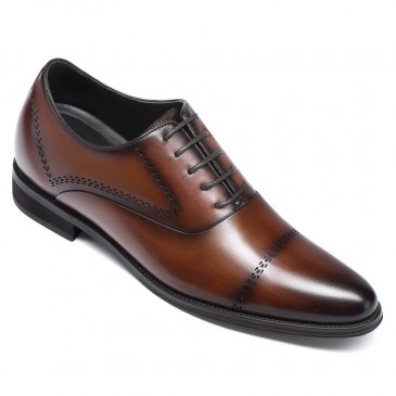 height increasing formal shoes - elevator heels - Brown Men's Oxford Shoes 8 CM / 3.15 inches