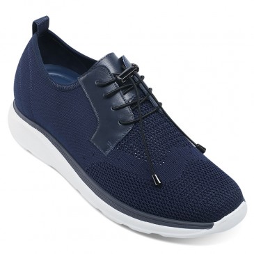 mens elevator shoes - sneakers that make you taller - blue knit increasing sneakers 6CM / 2.36 inches