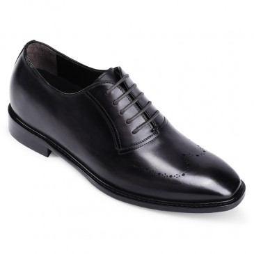 CHAMARIPA mens dress elevator shoes - hand painted leather oxfords - dark gray - 7CM /2.76 inches taller