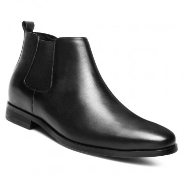 High Heel Boots for Men Height Increasing Chelsea Boots Men Taller Shoes Black 6 CM / 2.36 Inches