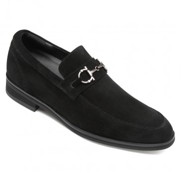 CHAMARIPA hidden heel loafer elevator shoes for men black suede tall men shoes 8 CM / 3.15 Inches
