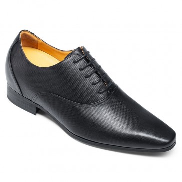 Height Increasing Shoes - Men's Elevator Shoes That Make You Look Taller - Black Oxford Shoes 7.5 CM / 2.95 Inches 
