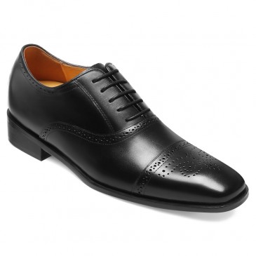 Elevator Shoes for Men Shoes to Add Height Black Calfskin Leather Dress Wedding Shoes 7CM /2.76 Inches