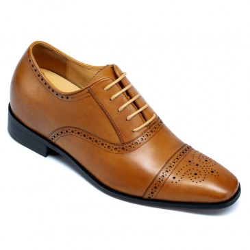 Brown Leather Elevator Dress Shoes To Add Height Classic Shoes For Men Wedding Shoes 7CM / 2.76 Inches