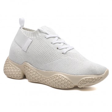 women chunky knit elevator sneakers white  7 CM / 2.76 Inches