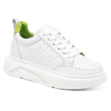 women elevator shoes - wedge sneakers for ladies - white leather sneakers for women 6 CM / 2.36 Inches