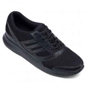 Comfortable Height Increasing Shoes Black Mens Elevator Sneakers Sports Athletic Trainers 7CM / 2.76 Inches