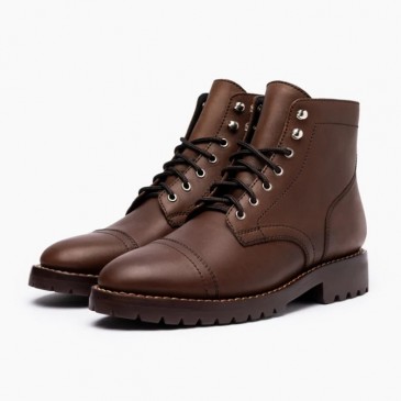 elevator men's shoes with higher heels - handcrafted luxury customize brown men's boots 7CM / 2.76 Inches