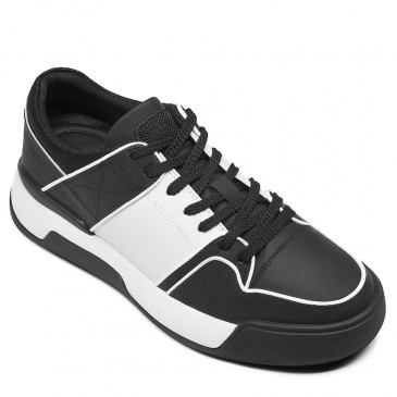 male shoes that add height - casual elevator shoes for men - black leather sneakers 7CM / 2.76 inches