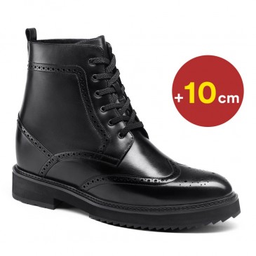 Hidden Elevator Shoes - Mens Boots That Make You Taller - Black Brogue Boots 10 CM / 3.94 Inches