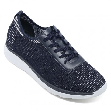 blue elevator shoes sneakers breathable knit sneakers for men 6CM / 2.36 Inches