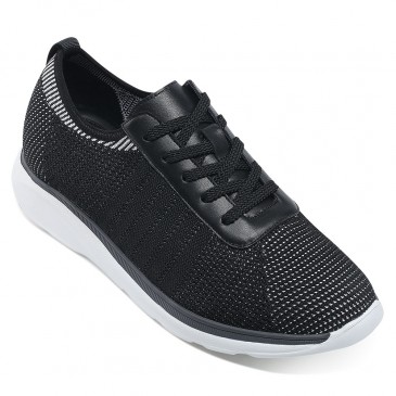 black height increasing shoes - breathable knit men's taller sneakers 6CM / 2.36 Inches