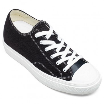 Elevator Shoes - Mens Shoes That Make You Taller - Black Canvas Shoes 6 CM / 2.36 Inches