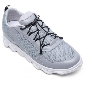 Wide Shoes - Height Increasing Hiking Shoes - Shoes to Look Taller - Grey Breathable Sports Shoes for Men 5 CM / 1.95 Inches