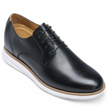 Lifts Shoes Height - Men's Shoes With Higher Heels - Black Derby Shoes 7cm / 2.76 Inches