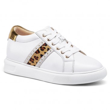 Elevator Shoes For Women - Elevator Shoes Sneakers Women's - White Wedge Sneakers 7 CM / 2.76 Inches
