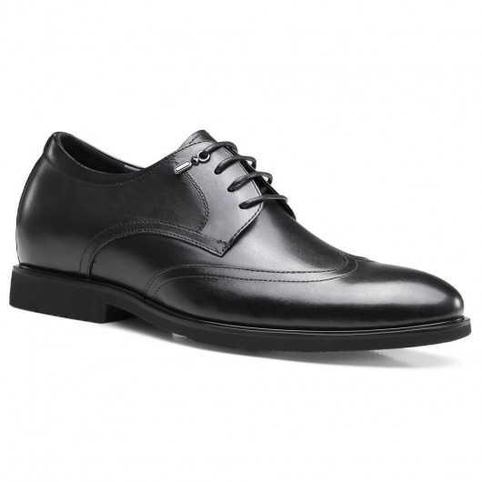 Chamaripa Elevator Dress Shoes Black Leather Height Increasing Shoes Black 6 CM / 2.36 Inches