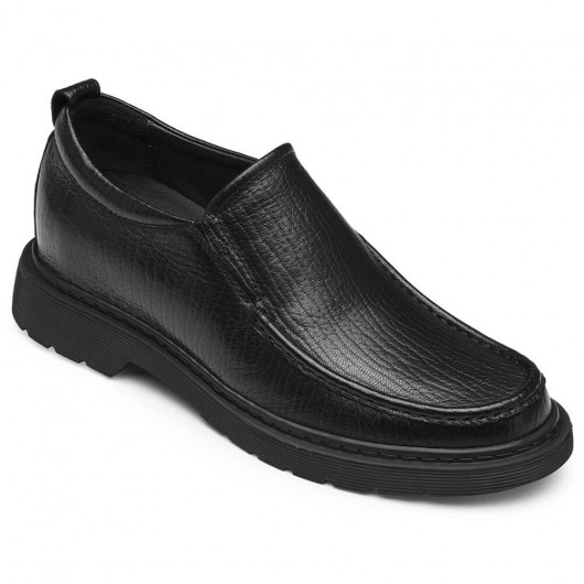 CHAMARIPA पुरुषों के एलेवेटर लोफर जूते लम्बे आवारा काले चमड़े के जूते 6 सेमी
