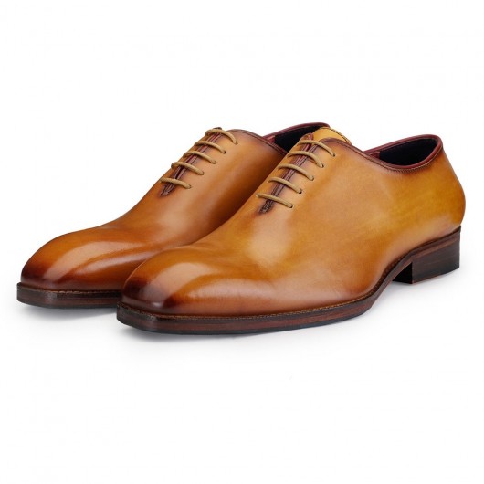 CHAMARIPA शादी पुरुषों के लिए लिफ्ट जूते - ऑक्सफ़ोर्ड wholecut दस्तकारी - गोल्डन - 7 मुख्यमंत्री लम्बे