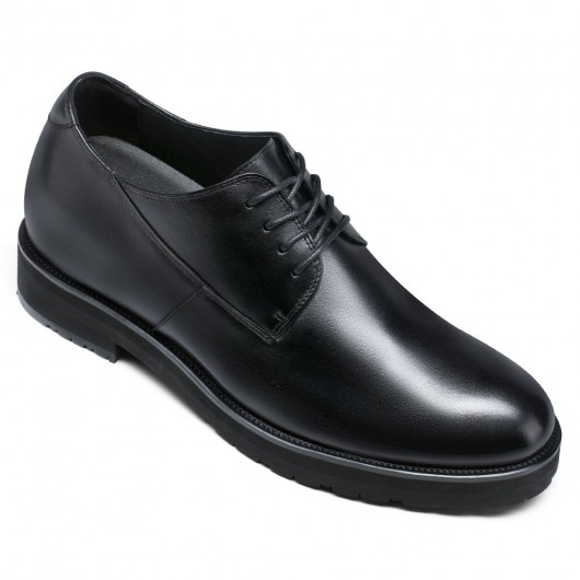 उठे हुए जूते - ऊँची वृद्धि के जूते - काले चमड़े के पुरुषों की डर्बी ड्रेस के जूते 8 सेमी