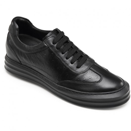 CHAMARIPA व्यापारियों के लिए आरामदायक लिफ्ट जूते काले चमड़े के लम्बे जूते 7 CM