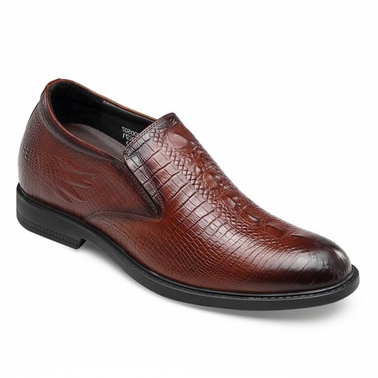 CHAMARIPA ड्रेस एलेवेटर के जूते भूरे रंग की ऊँचाई से बढ़ते हुए ऊँची एड़ी के जूते 6 पुरुषों के जूते पर फिसलते हैं