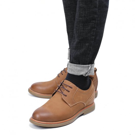 CHAMARIPA व्यवसायी एलेवेटर के जूते भूरे रंग के चमड़े के आरामदायक जूते 6 CM