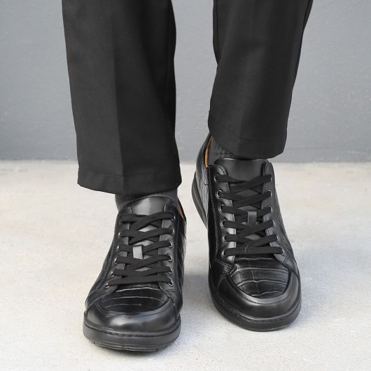CHAMARIPA काले आरामदायक एलेवेटर जूते व्यापार पुरुषों के जूते जो आपको 6 सीएम लंबा बनाते हैं