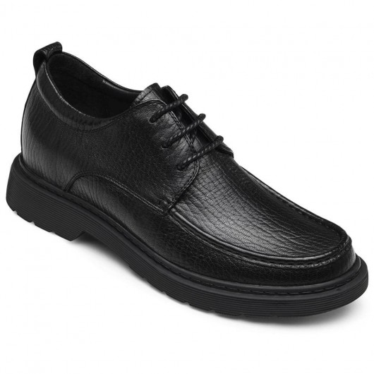 CHAMARIPA व्यवसायी ऊँची एड़ी के काले चमड़े के जूते 7 सेमी के साथ आकस्मिक लंबे जूते